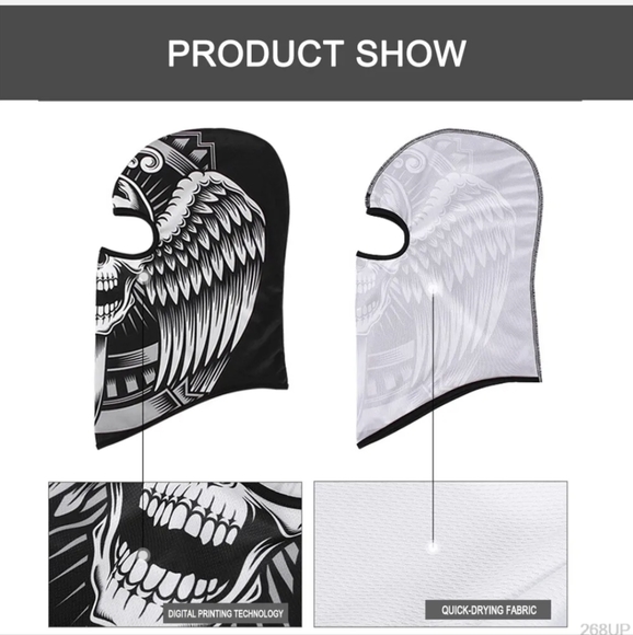 Tactical Skull Ghost Printed Full Face Mask Balaclava Halloween Ski Motorcycle - Picture 5 of 6